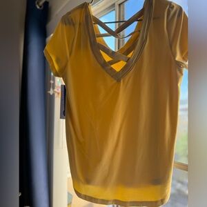 Threads 4 Thought Mustard Crisscross V-Neck Tee